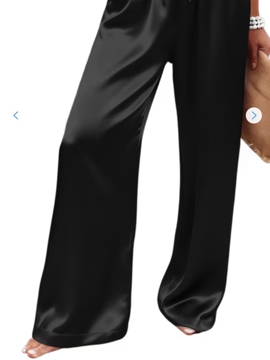 Patrizia Luca Pants - PATRIZIA LUCA MILANO Wide Leg Elastic Waist Black Satin Style Palazzo Pants